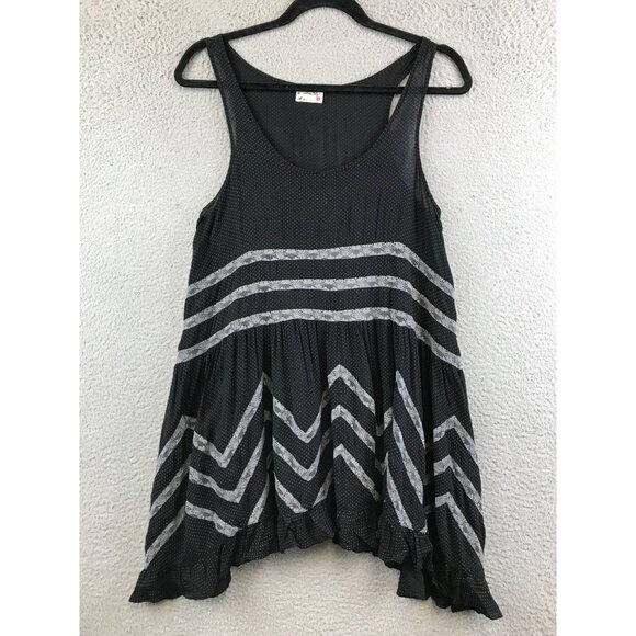 Intimately Free People Voile and Lace Trapeze Slip Discontinued Black Grey XS - Picture 1 of 9